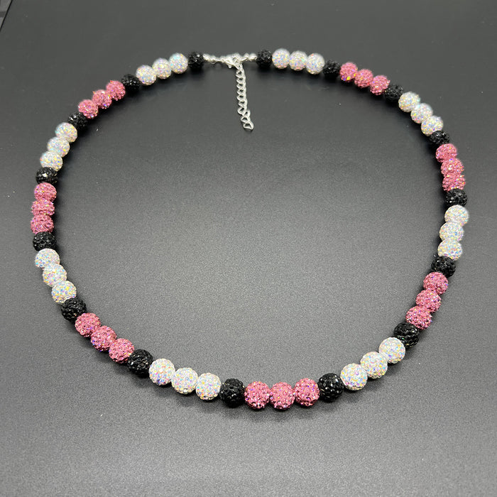 Wholesale Baseball necklace hip hop colorful diamond ball jewelry necklace