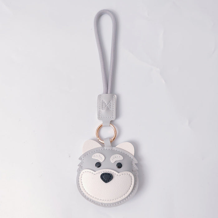 Wholesale PU Leather Black Husky Cartoon Dog Keychain Bag Charm Trendy Car Key Accessory