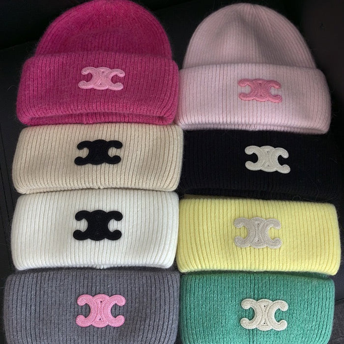 Wholesale Rabbit hair knitted hat, women's versatile woolen hat, winter warm and cold hat