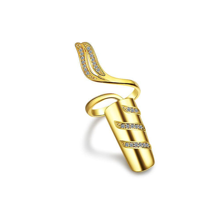 Wholesale Personalized, fashionable, creative, open finger joint ring, nail ring, temperament, diamond studded nail set jewelry wholesale