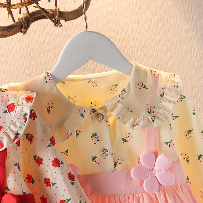 Wholesale One and A Half Year Old Baby Autumn Dress Skirt Baby Girl Clothes Cute Floral Dress 2 Girls Dress 3 Princess Dress JDC-CTS-MianY012