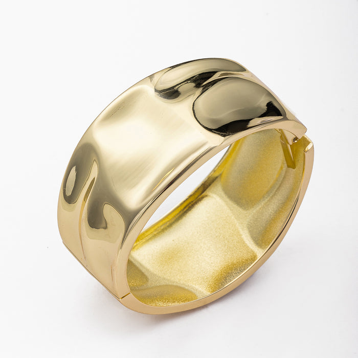 Wholesale Jewelry Fashion Alloy Irregular Round Bracelet Wide Edition Round Spring Open Bracelet