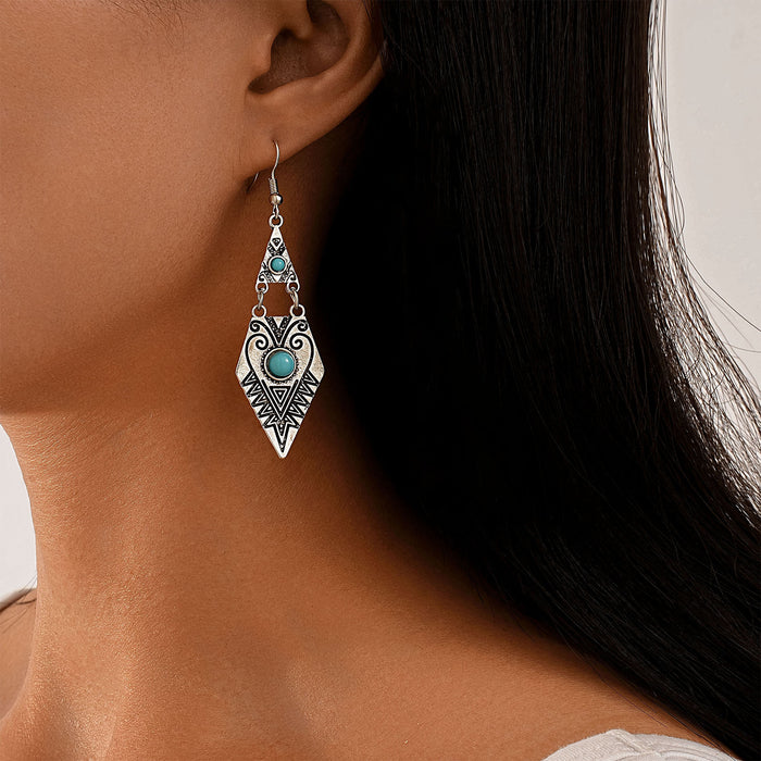 Wholesale 2pcs Turquoise Retro Bohemian Earrings