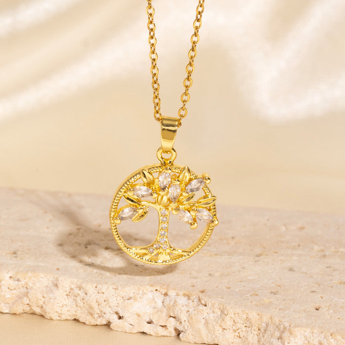 Wholesale Gold-plated copper micropaved zirconia necklace