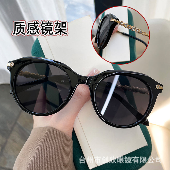 Wholesale Round frame diamond leg sunglasses, sun shading sunglasses