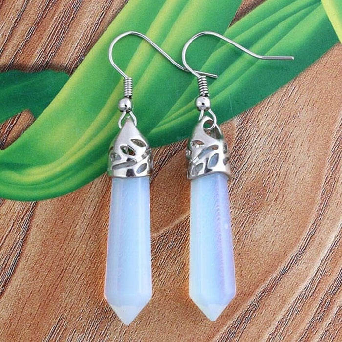 Wholesale Earrings Natural Crystal Natural Gemstone Hexagonal Post JDC-ES-YinW003