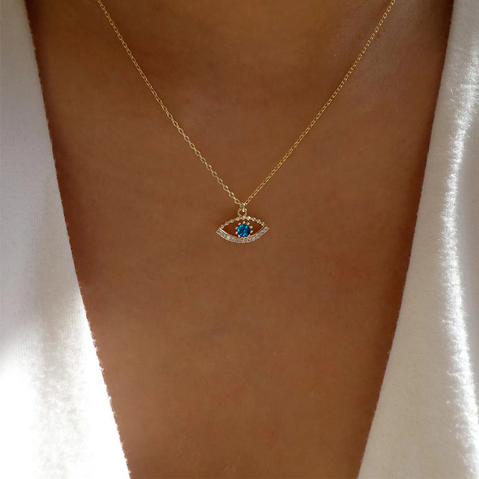 Wholesale Angel's Eye Pendant Simple Diamond Set Devil's Eye Necklace for Women