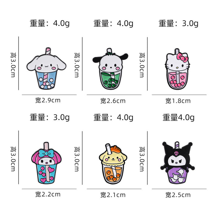 Wholesale Cartoon Milk Tea Brooch Cute Alloy Oil Drop Clothing Decoration