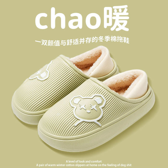 Wholesale  cotton-padded slippers for women couple home wear fleece-lined warm non-slip men's cotton-padded shoes