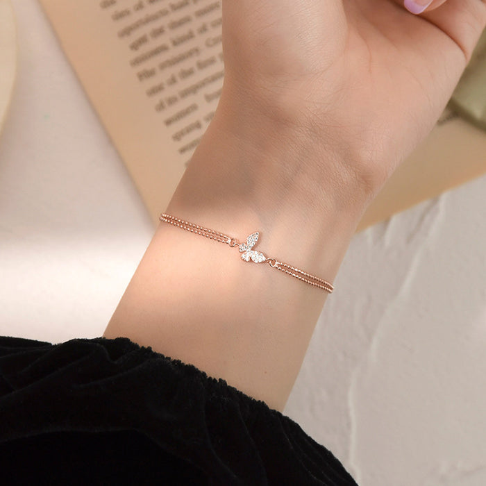 Wholesale S925 Sterling Silver New Butterfly Bracelet Diamond-encrusted Sterling Silver Accessories