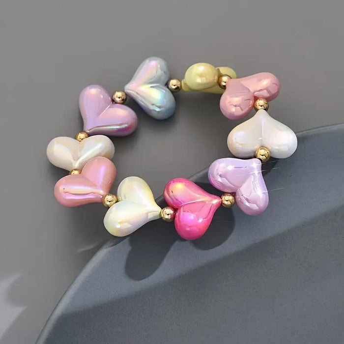 Wholesale Painted Colorful Heart Beaded Bracelet