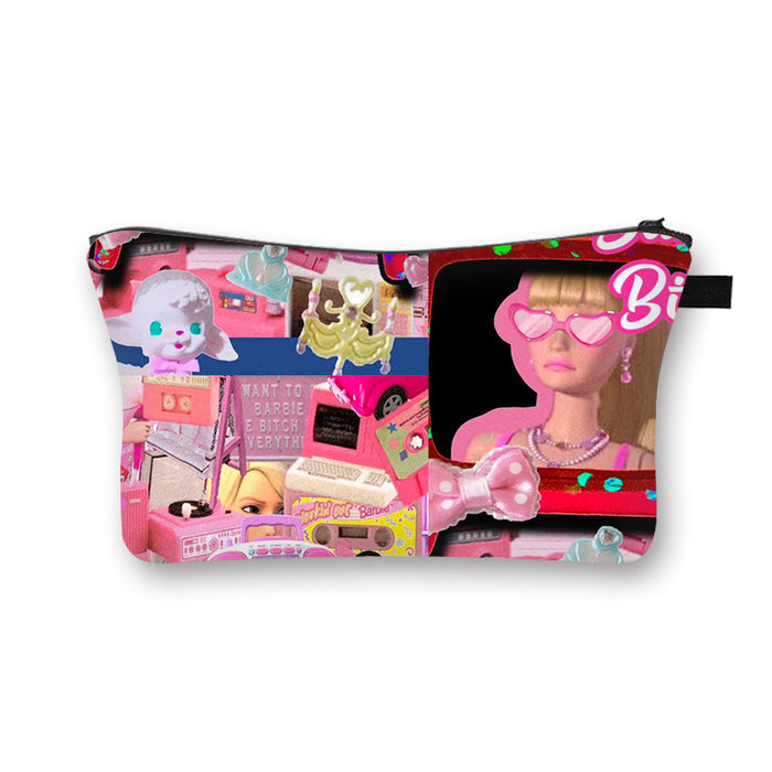 Wholesale Pink Princess Cosmetic Bag Kids Cosmetic Bag Portable Polyester Storage Bag JDC-CB-YiLan001