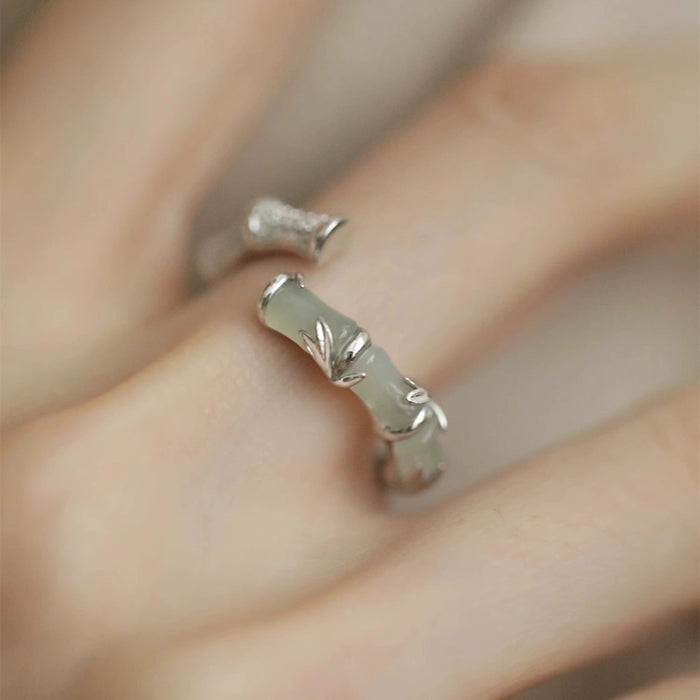 Wholesale S925 Sterling Silver Diamond Bamboo Ring Women's Exquisite Antique Ring