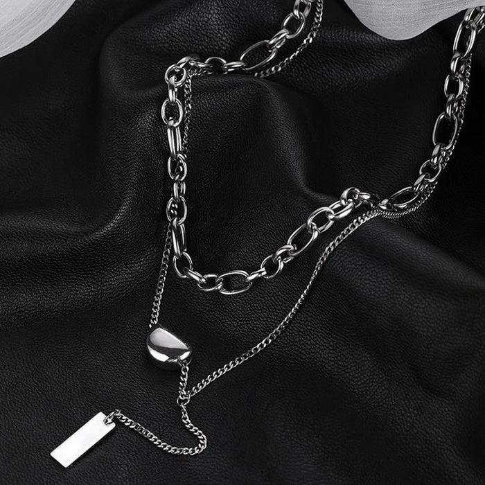 Wholesale Double layered titanium steel necklace, simple layered collarbone chain, necklace accessories