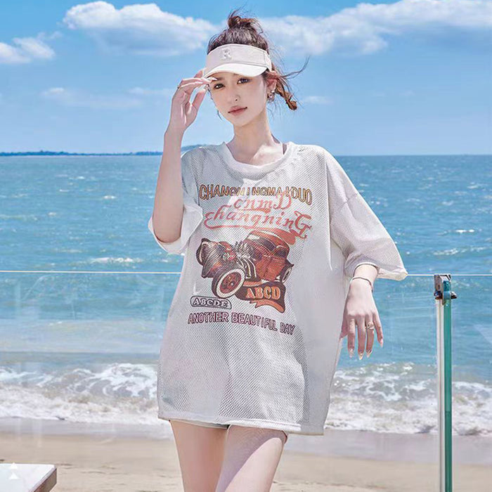 Wholesale Swimsuit Women's Split Three-piece Sports Loose Blouse Sun Protection Conservative Flesh Covering Belly Covering Hot Spring Swimsuit for Students