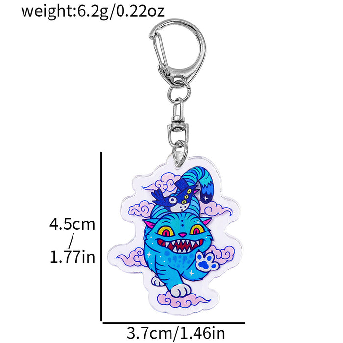 Wholesale Blue Tiger Crow Acrylic Double-Sided Pattern Keychain