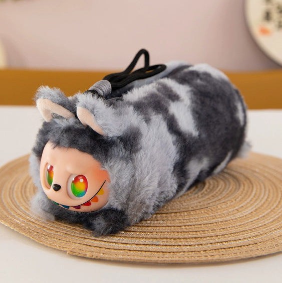 Wholesale Short Plush Cat Head Pencil Case Cartoon Design MOQ≥2