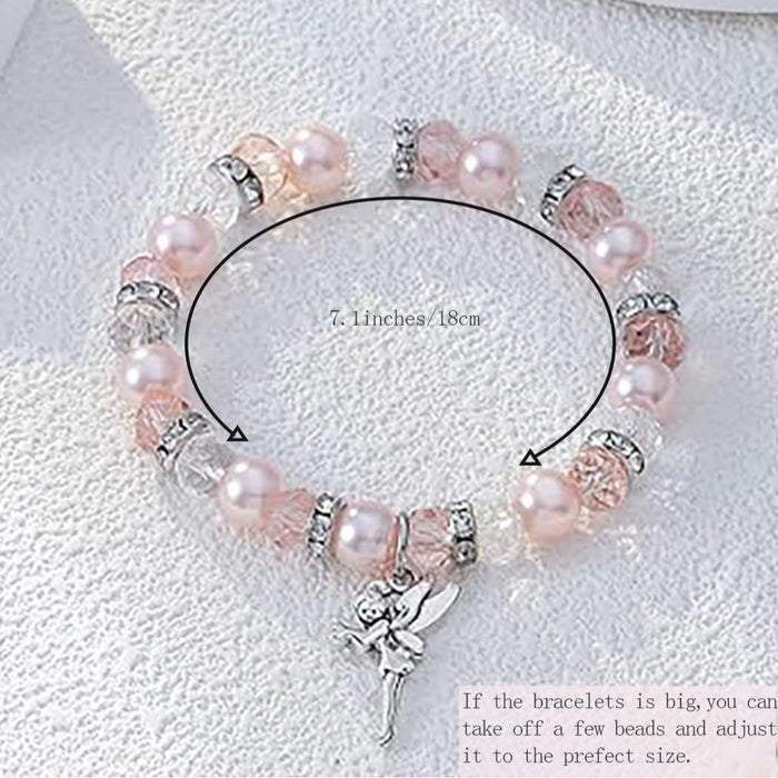 Wholesale Women S Pink Faux Pearl Bracelet With Tooth Fairy Pendant Beaded Charm Jewelry Fashion Accessory For Boutique Resale