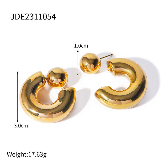 Wholesale Stainless Steel C Shape Earrings JDC-ES-JD351