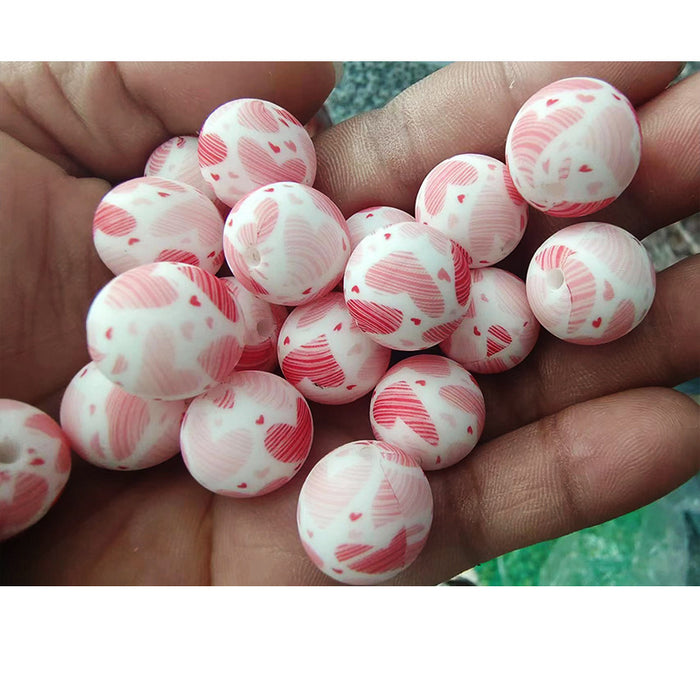 Wholesale 20pcs15mm Valentine's Day Printed Beads JDC-BDS-HongZhou007