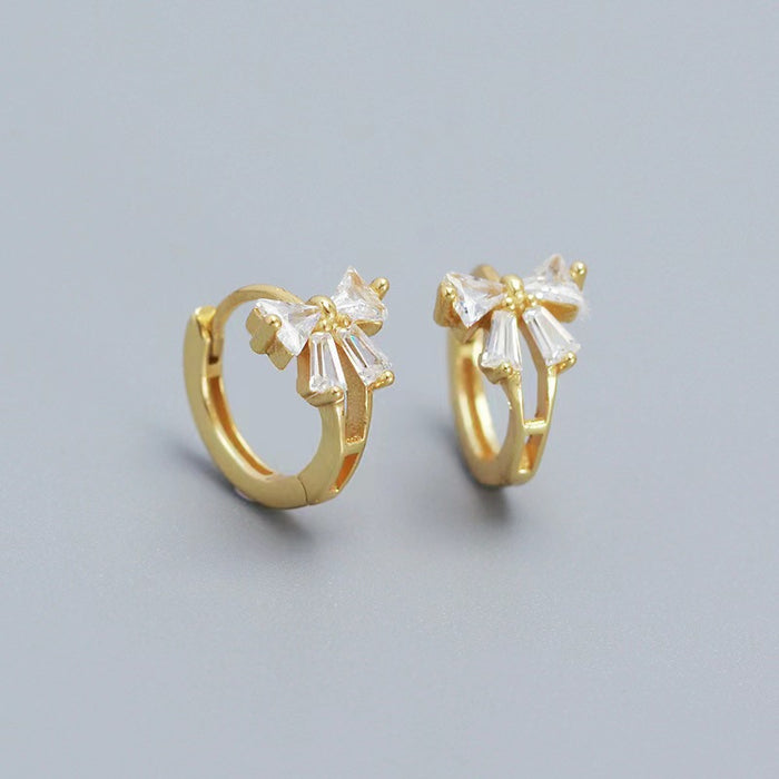 Wholesale Silver Needle Bow Ear Buckle New Round Earrings