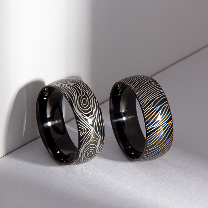 Wholesale Annual Ring Pattern Titanium Steel Ring JDC-RS-YuYuan013