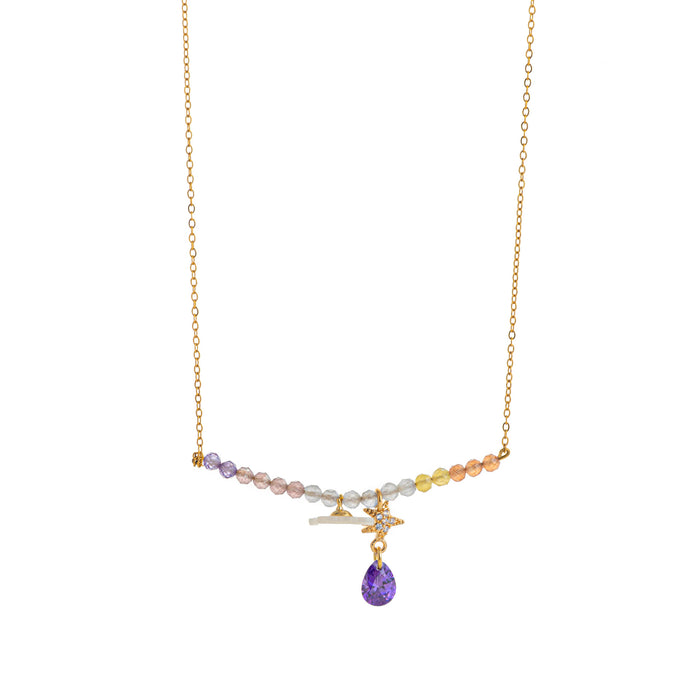 Wholesale Moon and Star Purple Beaded Pearl Necklace