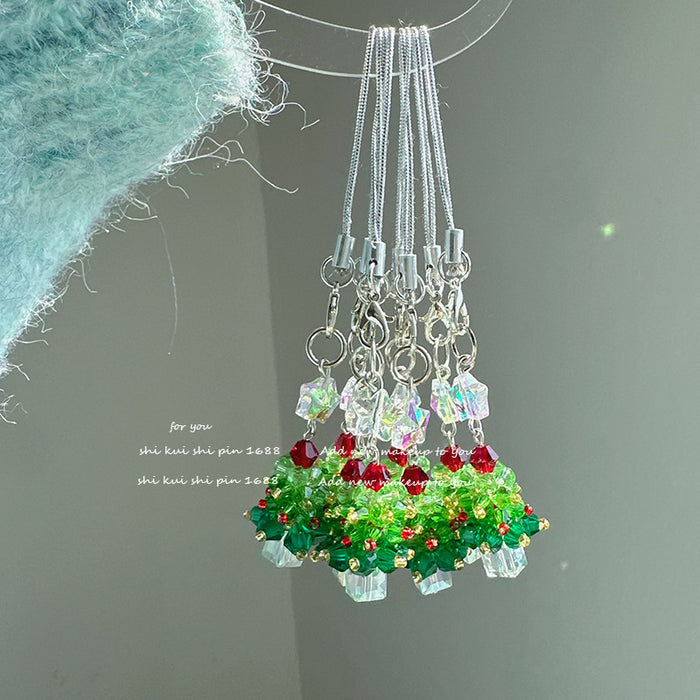 Wholesale Tree Mobile Phone Rope Pendant Crystal Beads Keychain Bag Hanging Accessories