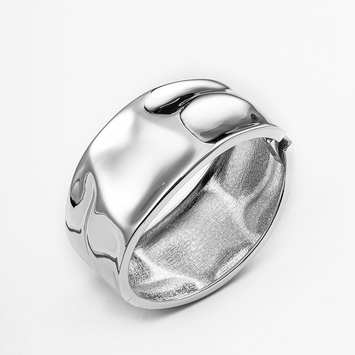 Wholesale Jewelry Fashion Alloy Irregular Round Bracelet Wide Edition Round Spring Open Bracelet