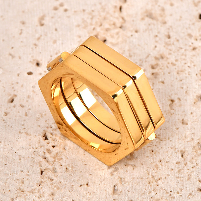 Wholesale Multi-Sided Simple Retro Style Titanium Steel Ring Men' s Ring