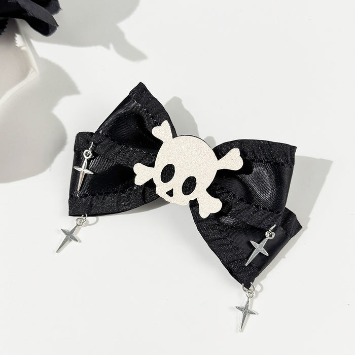 Wholesale  Halloween skull cross bow hairpin female dark niche gothic style hair ornaments headdress