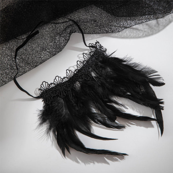 Wholesale Fabric Lace Feather Punk Bracelet Dark Nightclub Style Jewelry Accessory MOQ≥2