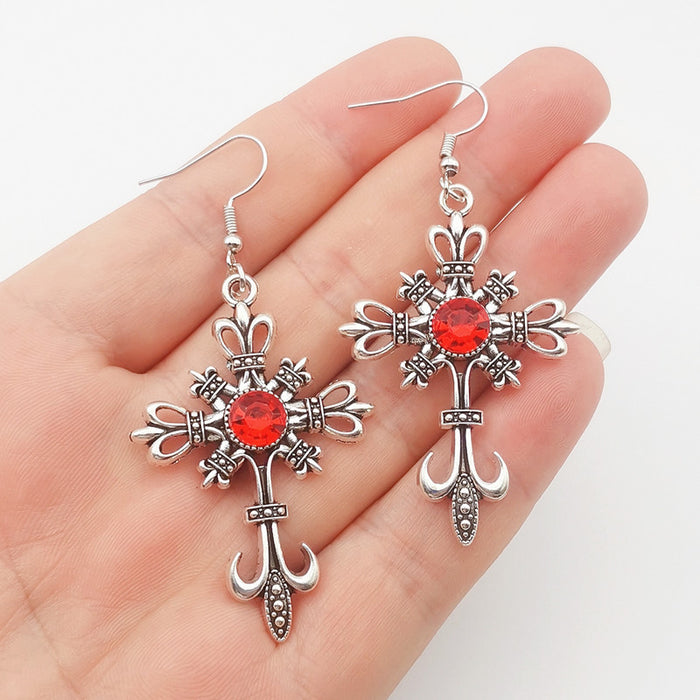 Wholesale Gothic Cross Crystal Zinc Alloy Earrings JDC-ES-LCR001