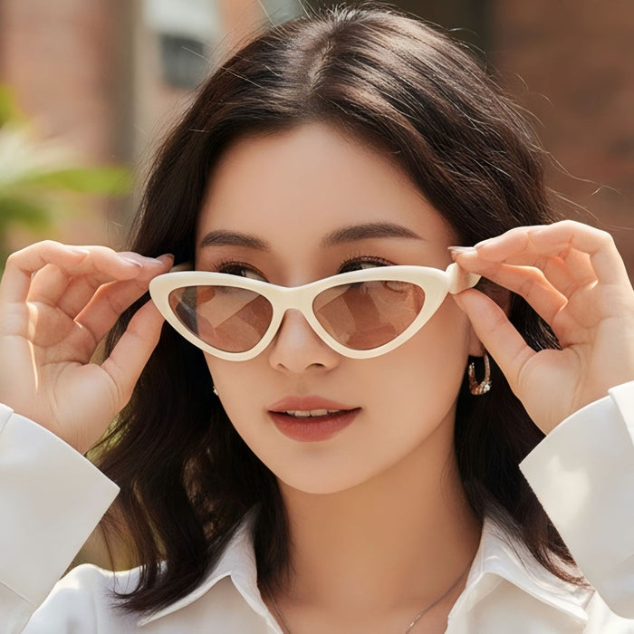 Wholesale Retro Cat Eye Sunglasses Small Frame Black Gray Lens UV400 Fashion Accessory