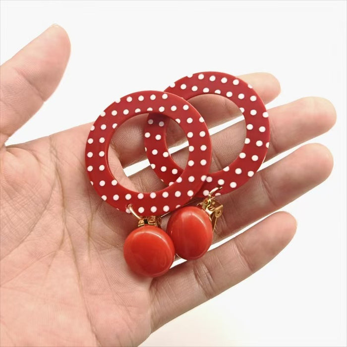 Wholesale Personalized retro red exaggerated circle earrings ear clip