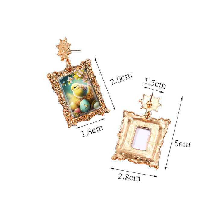 Wholesale Retro gold frame earrings abstract woman famous painting exaggerated earrings crying woman earrings