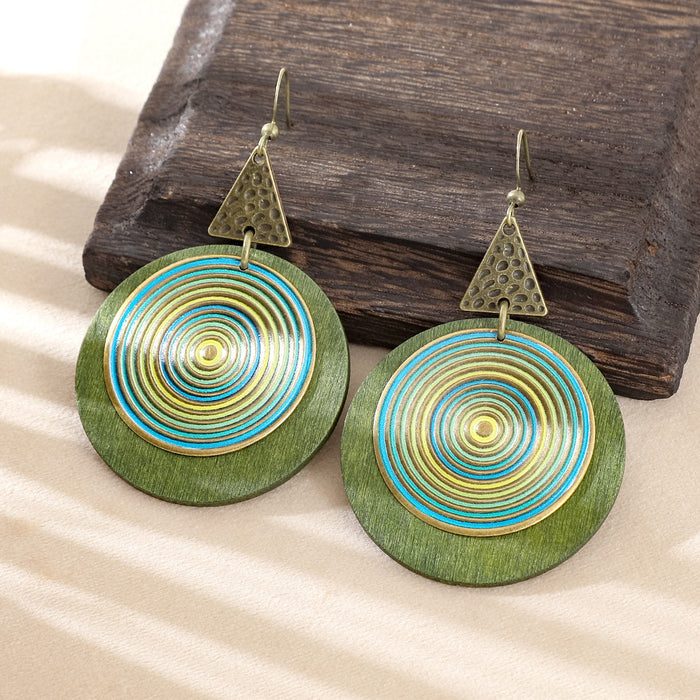 Wholesale Bohemian Colorful Spiral Round Earrings Party Wear Jewelry Accessory MOQ≥2