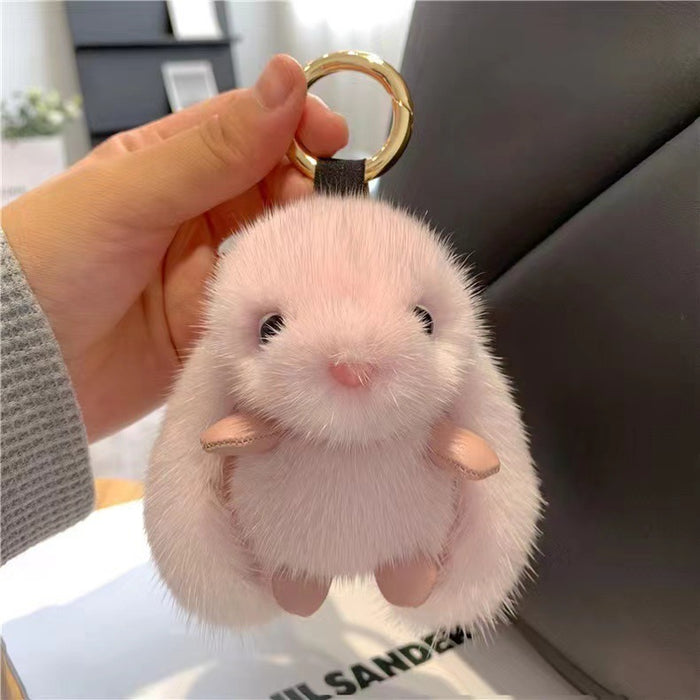 Wholesale Cute Girl Plush Bunny Imitation Mink Hair Car Keychain Pendant Plush Baby Bag Pendant