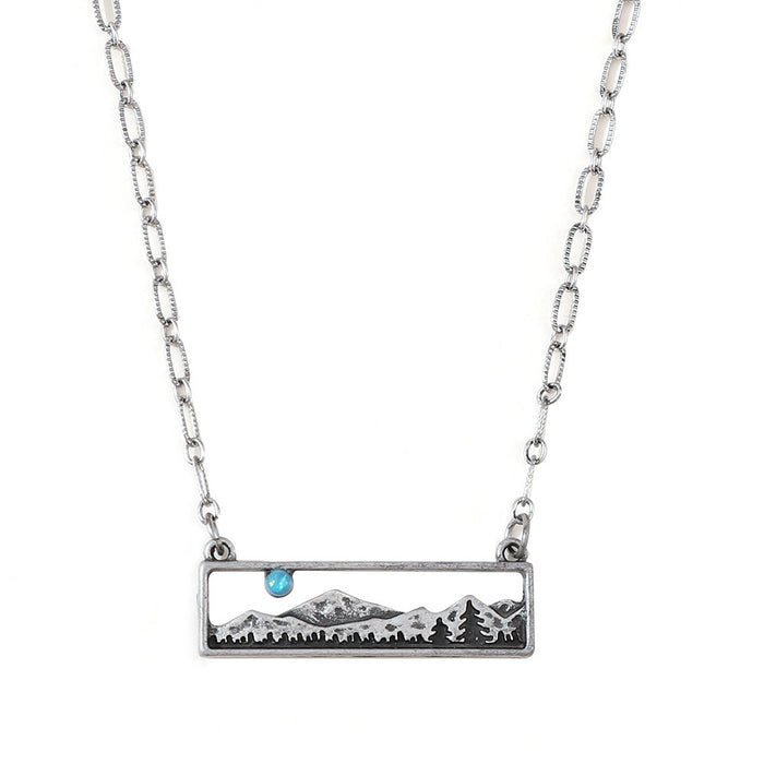 Wholesale 2pcs retro square turquoise bohemian style necklace