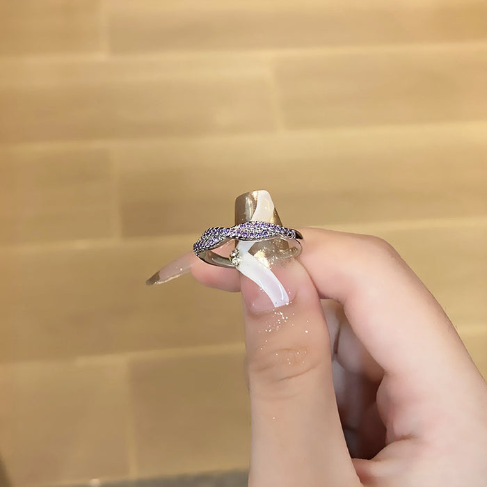 Wholesale Light luxury purple diamond zircon series temperament versatile open ring with niche design sense