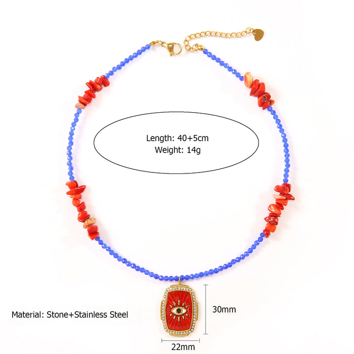 Wholesale New Fashionable Natural Stone Devil's Eye Necklace Handmade Crushed Stone Bead Necklace Wholesale