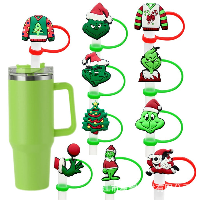 Wholesale 10pcs Christmas Straw Cap  Silicone Cup Accessories