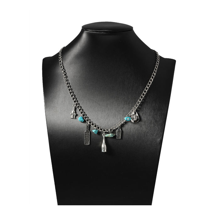 Wholesale Turquoise Tau Boots Bottle Alloy Pendant Necklace