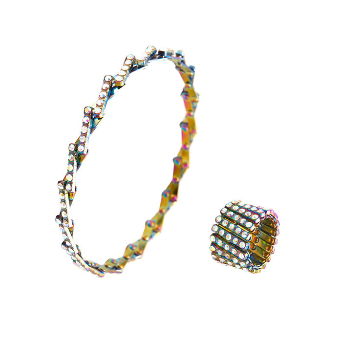 Wholesale five-row Diamond telescopic ring a two-piece ring deformable bracelet