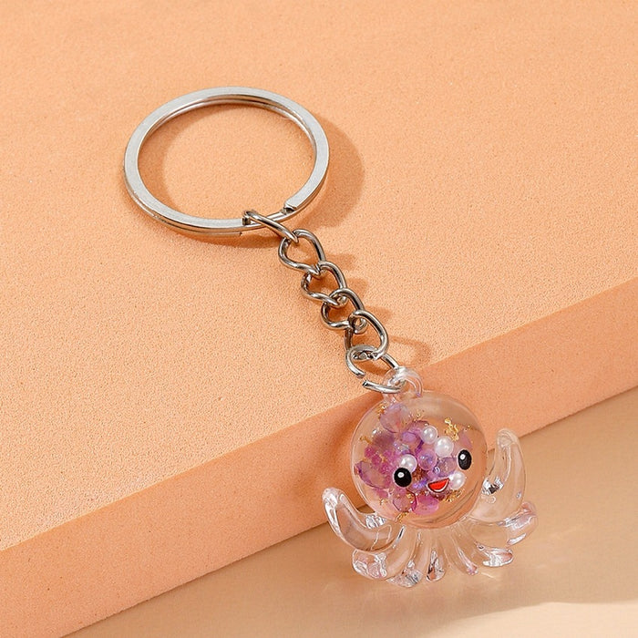 Wholesale Resin Transparent Luminous Octopus Keychain JDC-KC-RongRui035