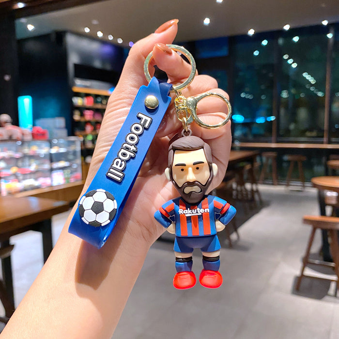 Wholesale Metal Soccer Star Cartoon Keychain Decorative Car Key Accessory MOQ≥2