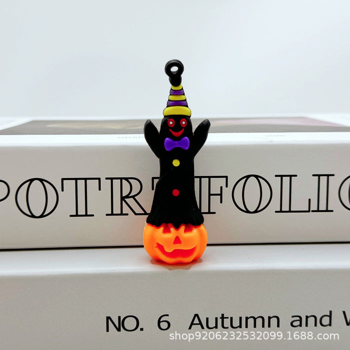 Wholesale Halloween Pumpkin Ghost Keychain Charm Soft Glue Bag Charm Gift MOQ≥2