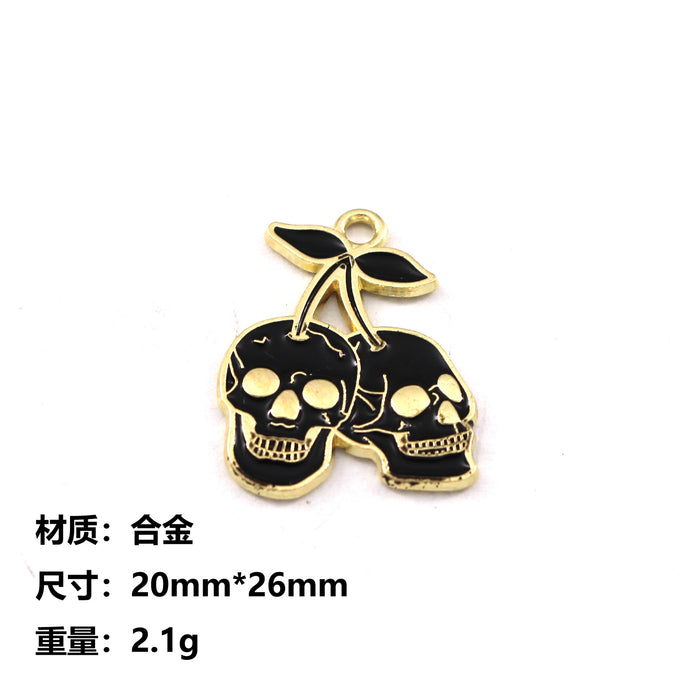 Wholesale 10pcs  Funny Skull Pumpkin Cartoon Accessories Alloy Oil Dropping Pendant Earrings Keychain