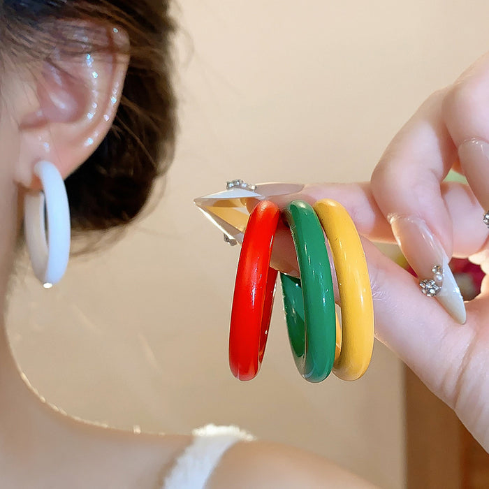 Wholesale Silver Needle Round Hoop Earrings Summer Fresh Simple Earrings Fashion Earrings