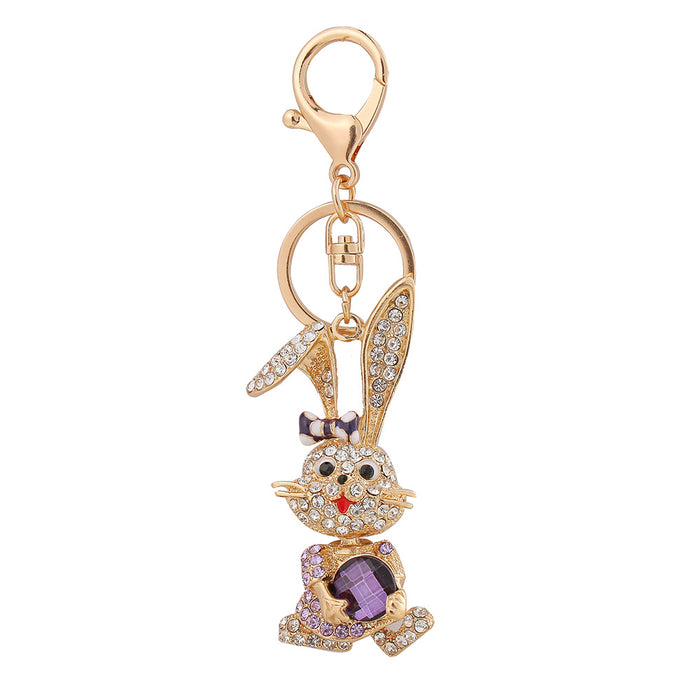 Wholesale Colorful diamond-encrusted alloy keychain